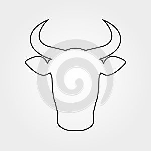 Bull icon. Cow or bull head with horns outline symbol. Vector illustration.